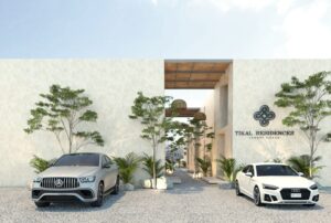Acceso al desarrollo de casa en preventa en Tikal Residences, Atlixco, Puebla (render del proyecto)